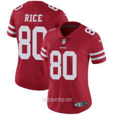 Womens San Francisco 49ers #80 Jerry Rice Authentic Red Home Vapor Jersey Bestplayer